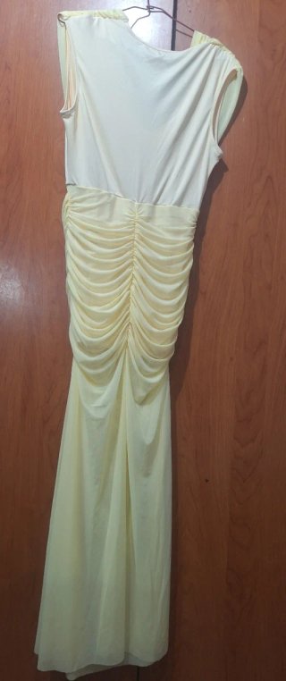 Vestido de Fiesta Drapeado Beige Talla L