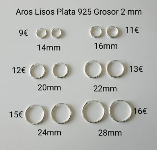 NUEVOS.Aros Lisos Plata Thailand 925