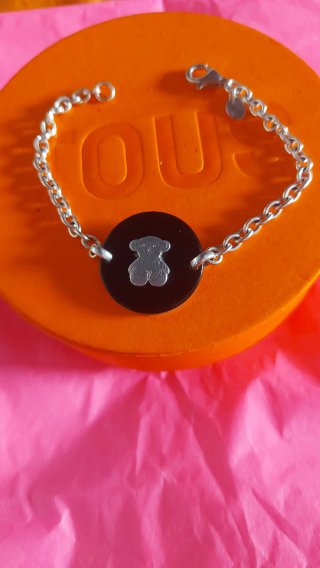 Pulsera Tous Plata y Onix Oso