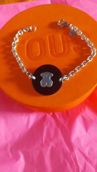 Pulsera Tous Plata y Onix Oso