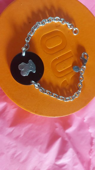 Pulsera Tous Plata y Onix Oso
