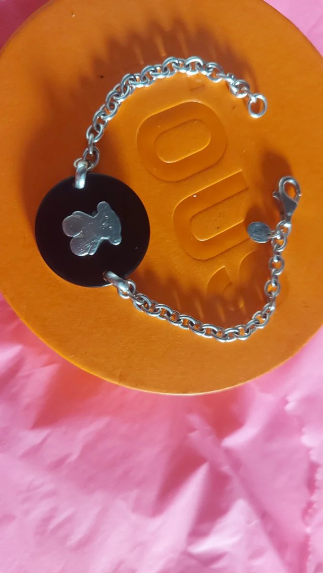 Pulsera Tous Plata y Onix Oso