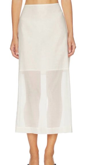 Falda Midi Blanca de Tejido Combinado y bailarinas