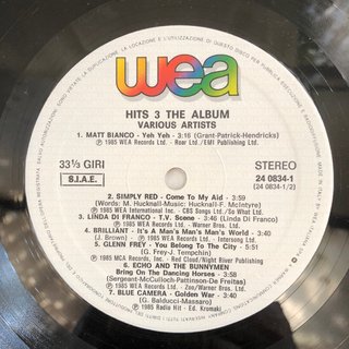 VARIOUS HITS 3 THE ALBUM LP 12" 33 RPM 1985 WEA