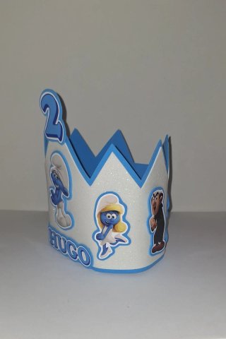 Corona de cumpleaños, (Pitufos).