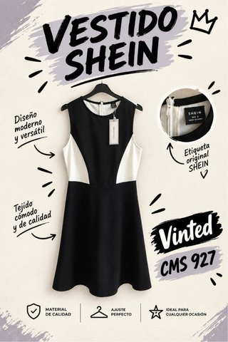 Vestido Shein Blanco y Negro Talla M
