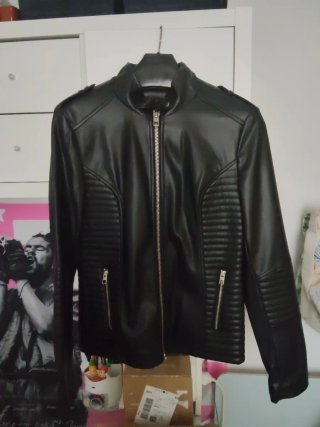 Cazadora de Piel Negra Talla 38