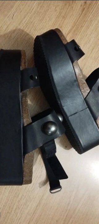 Sandalias Plataforma Piel Negras T38
