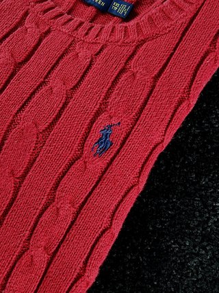 Sweater Cable Knit Ralph Lauren Women's XXS Red