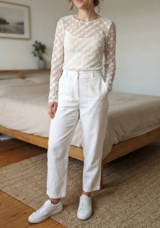 Camiseta Zara tul transparente lunares