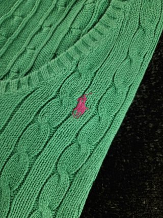 Sweater Cable Knit Ralph Lauren Women's M Green