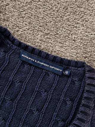 Sweater Cable Knit V-Neck Ralph Lauren Women's L