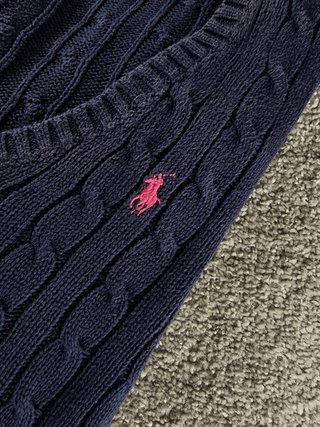 Sweater Cable Knit V-Neck Ralph Lauren Women's L