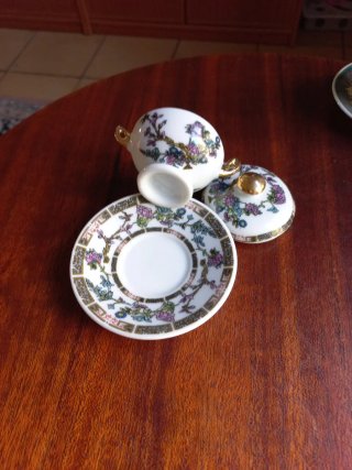Lote 3 mini soperas porcelana decorada