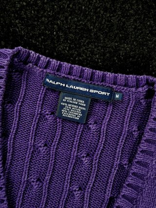 Sweater Cable Knit V-Neck Ralph Lauren Women's M