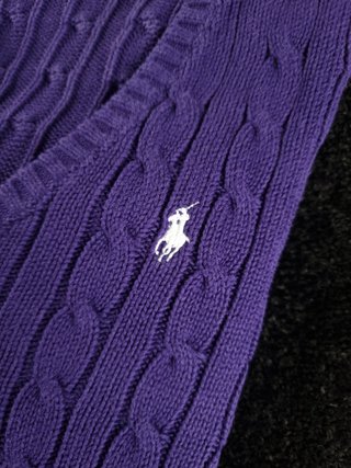 Sweater Cable Knit V-Neck Ralph Lauren Women's M