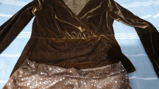 Conjunto fiesta marrón blusa y falda Talla L