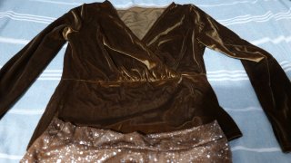 Conjunto fiesta marrón blusa y falda Talla L