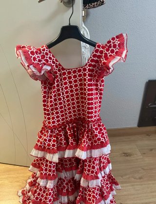 Vestido Flamenca Rojo Lunares 8 años