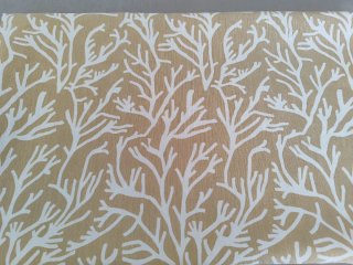 Tela tapicería diseño coral beige y blanco