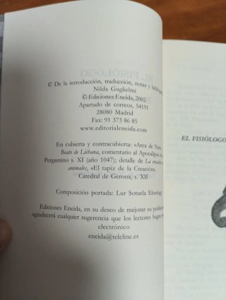 El fisiólogo bestiario medieval