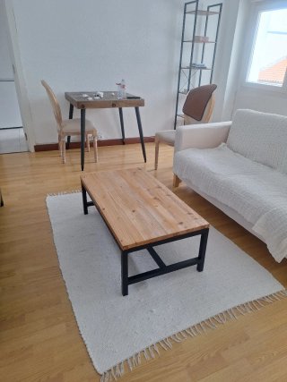 Mesa Centro Estilo Industrial Madera y Metal