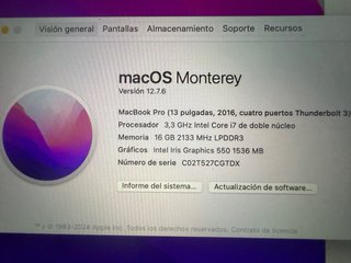 MacBook Pro 13 2016 Intel Core i7 16GB RAM