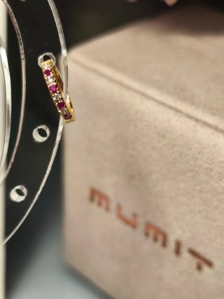 Piercing Mumit Oro Rosa, Rubí y Diamante