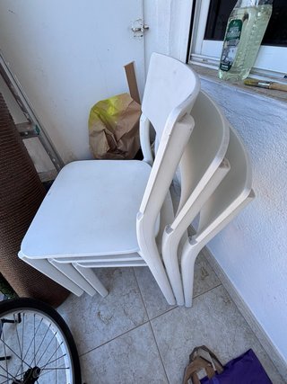 Set de 3 Sillas Blancas para Terraza