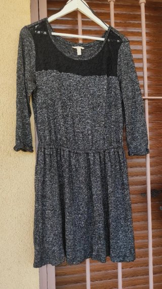 Vestido Springfield negro encaje