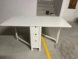 Mesa Abatible Blanca con Cajones