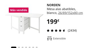 Mesa Abatible Blanca con Cajones