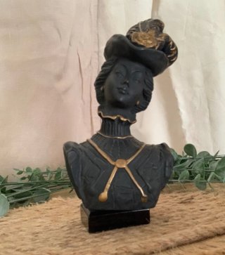 Busto Dama Vintage Negro y Dorado