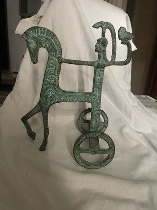 Scultura bronzo vintage Atena su carro