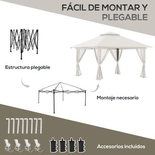 Carpa Plegable Pop-up 4x4m UV50+ Mosquiteras Crema