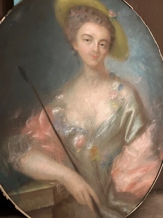 Cuadro antiguo mujer con sombrero