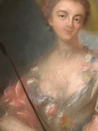 Cuadro antiguo mujer con sombrero