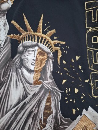 AMIRI Sudadera Negra con Diseño Estatua Libertad