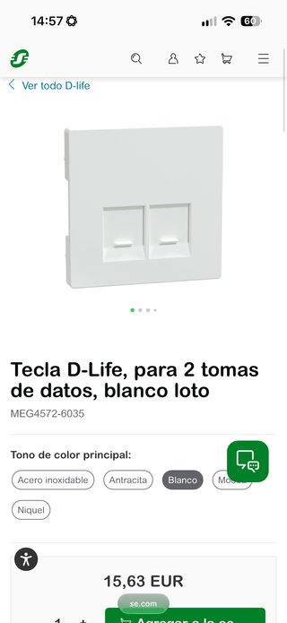 Tapa RJ45 D-Life MEG4572-6035 Blanco