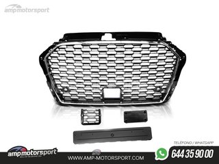 PARRILLA DELANTERA LOOK RS3 PARA AUDI A3 8V CROMO/NEGRO 2017--