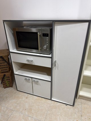Mueble Auxiliar de Cocina Blanco y Gris