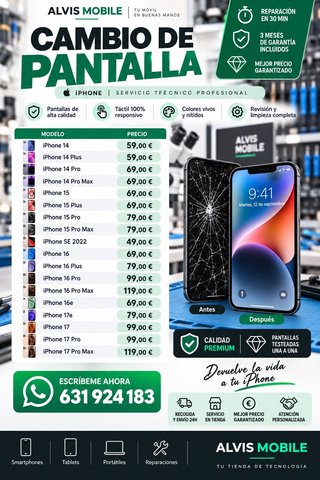 ⭐ Cambio pantalla iPhone XS - 39€ | 30 MIN