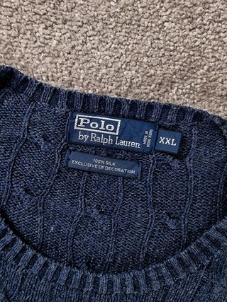 Sweater Cable Knit Polo Ralph Lauren Men XXL Blue