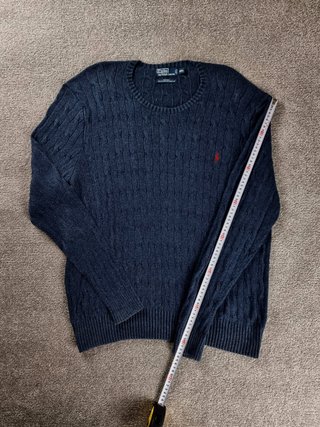 Sweater Cable Knit Polo Ralph Lauren Men XXL Blue