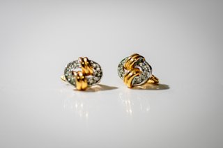 Pendientes vintage bicolor con cristales