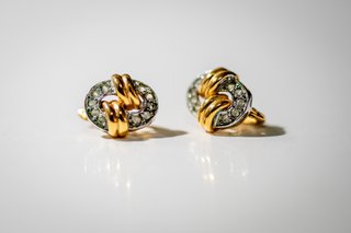 Pendientes vintage bicolor con cristales