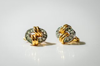 Pendientes vintage bicolor con cristales