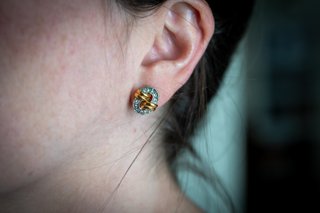 Pendientes vintage bicolor con cristales