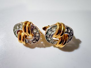Pendientes vintage bicolor con cristales
