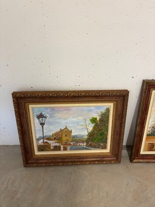 Lote 4 cuadros antiguos decorativos